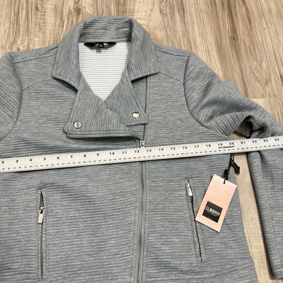 CiSono Classy Women’s Heather Gray Asymmetrical Zip Up Outwear Jacket XL - Picture 7 of 12